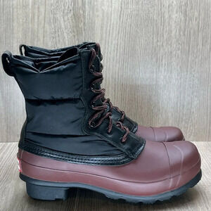 Hunter Boots Womens Size 6 Original Quilted Lace Up Short Rain Black Brown